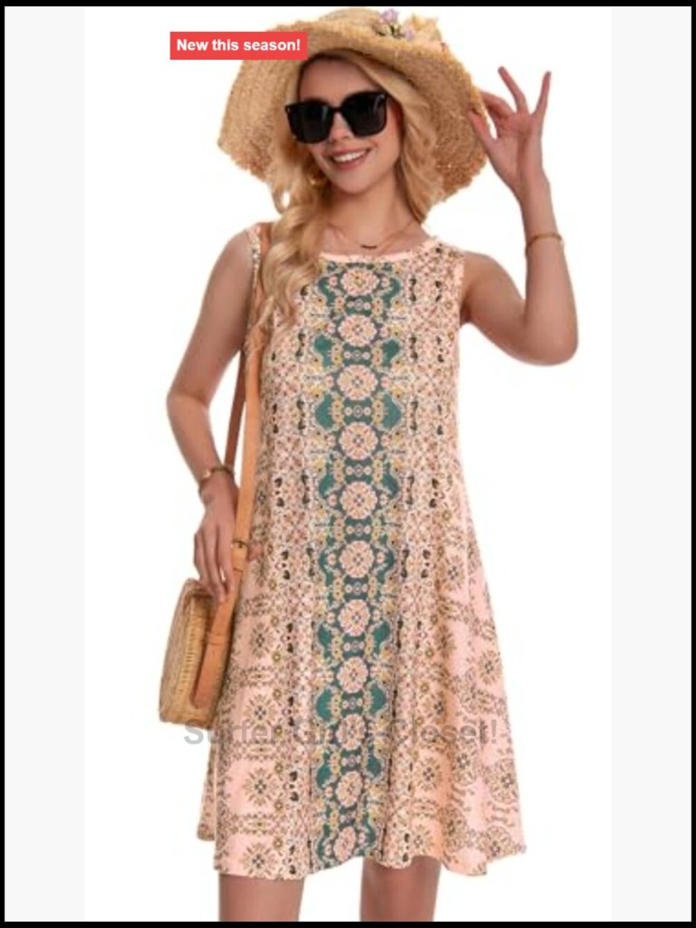 Sleeveless Boho Floral Swing Tank Dress with Pockets - Picture 5 of 7